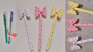 Origami Paper Pen decoration  Pen decoration ideas  Paper craft [upl. by Isewk]