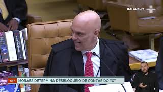 Alexandre de Moraes ordena liberação de ativos financeiros do quotXquot no país [upl. by Rothschild]