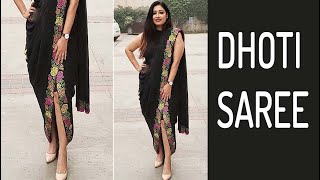 How to wear dhoti Style Saree Sonam Kapoor Style Saree Wear Saree As a Dress [upl. by Ardeha226]