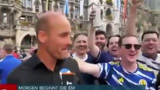 SCOTLAND FAN FLASHES GERMAN TV REPORTER IN MUNICH [upl. by Chrisse]