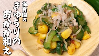 溢れるカルシウム！保育園の給食レシピ「きゅうりのおかか和え」の作り方  あおいの給食室 [upl. by Thorne138]