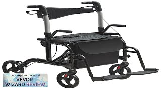 VEVOR 2 in 1 Rollator Walker amp Transport Chair for Seniors Folding Review [upl. by Ecire]