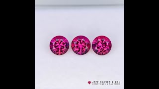 222ct LAB PurpleRed Beryl Bixbite  6mm 3pc set  Hydrothermal [upl. by Ahseinek]