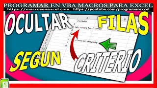 124 ❤️ Como OCULTAR 🔥 FILAS Segun CRITERIO con MACRO EXCEL VBA [upl. by Raamaj]