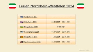 Ferien Nordrhein Westfalen 2024 [upl. by Bradleigh]