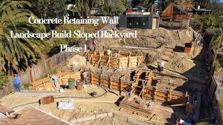 Transforming a Steep Hillside with Concrete Retaining Walls  Landscape Build Phase 1 [upl. by Massey625]