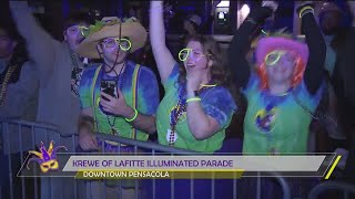 Krewe of Lafitte Parade kicks off weekend of Mardi Gras festivities in Pensacola [upl. by Enylcaj]