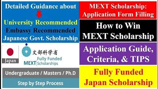 How to apply amp fill application form for MEXT Scholarship Japan  Bachelors Masters amp PHD  2024 [upl. by Ynatterb882]