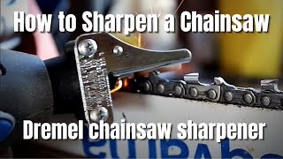 How to Sharpen a Chainsaw Dremel chainsaw sharpener [upl. by Otnas]