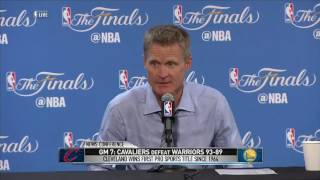 Steve Kerr Postgame Interview  June 19 NBA 2016 Finals  Cavaliers vs Warriors Game 7 [upl. by Surazal]