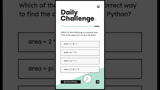 Which of the following is a correct way to find the area of a circle in Python 🐍shorts coding [upl. by Aixela]