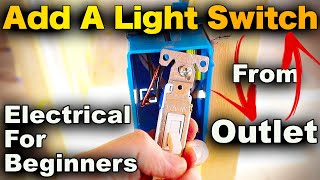 How To Add A Light Switch Off An Outlet  EASY Tutorial STEP BY STEP [upl. by Lhadnek478]