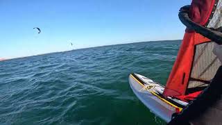 Racing a Kitesurfer on Sailboard at Monterey Sydney [upl. by Bradstreet]