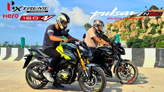 2024 Hero Xtreme 160r 4v Vs Bajaj Pulsar n160  Drag Race 🔥 Bajaj Vs Hero [upl. by Aneelahs]