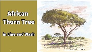 Line and wash watercolor painting tutorial  How to paint trees in pen and wash [upl. by Naillij247]