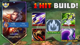 TOP SUPREME LANCELOT PERFECT ONE SHOT BUILD IN RANK  NEW LANCELOT BUILD AND EMBLEM 2024 🔥 [upl. by Nnaacissej]