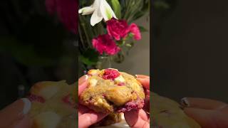 Raspberry White Chocolate Cookies🍪🩷🤍 cookies cookiesrecipe baking easyrecipe bakingrecipes [upl. by Quar410]