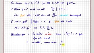 Analysis Reihen Quotientenkriterium für Reihen 0621 [upl. by Anaer]