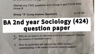 BA 2nd year Sociology 424 Question Paper 2079 Research Methods in Sociology Question Paper BA 2nd yr [upl. by Ramunni175]