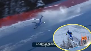 Ski Crash Video Alexis PinturaultTerrifying Crash  Super G  Wengen2024  Airlifted [upl. by Noseimaj]