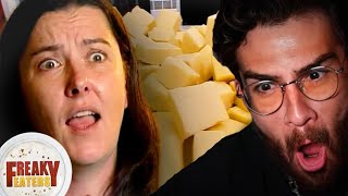 Addicted To Cheese  Hasanabi reacts to Freaky Eaters TLC [upl. by Asiluj]