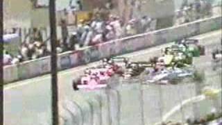 1984DetroitAccidente entre Nigel Mansell Michele Alboreto y Nelson Piquet [upl. by Cita]