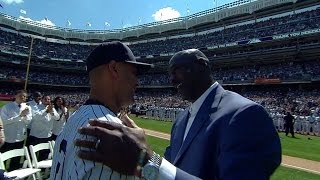 Michael Jordan introduced on Derek Jeter Day [upl. by Dorsman]