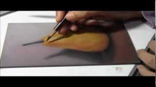 Stepbystep demonstration of blending colored pencil on Pastelbord with Ranjini Venkatachari [upl. by Seavey]