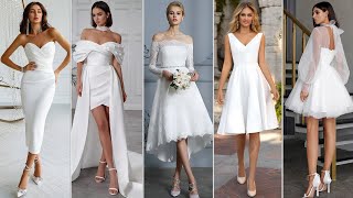 100 Beautiful Short amp Tealength Wedding Dresses  Civil Wedding Dresses [upl. by Ahpla]