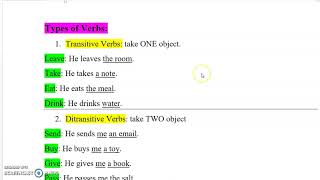 Transitive amp Intransitive Verbs👍 [upl. by Terryn]