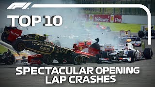 Top 10 Spectacular Opening Lap Crashes in F1 [upl. by Dotty]