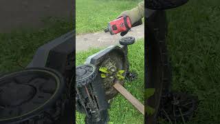 EGO BEST SELF PROPELLED LAWNMOWER blade installation with MILWAUKEE M12 FUEL IMPACT WRENCH STUBBY [upl. by Rehttam]