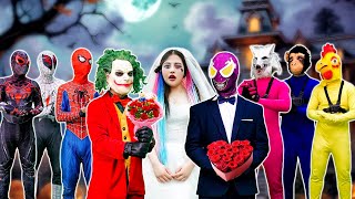 What If ALL COLOR SPIDERMAN In 1 House SpiderMan Help JOKER Rescue the BRIDE Is Kidnapped [upl. by Elag]