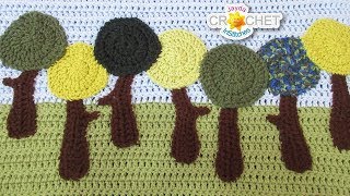 Crochet Tree Applique  Folk Art Calendar Blanket 2019  April [upl. by Aneehs]