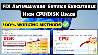 FIX Antimalware Service Executable High CPU RAM amp DISK USAGE On Windows 1110 [upl. by Burlie]