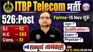 ITBP Telecommunication New Vacancy 2024  ITBP SI HC Constable Qualification Age Exam Physical [upl. by Teeniv881]