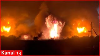 Terrible explosion Warehouse containing thousands of ammunition was struck in Russian Tver region [upl. by Llenoil]