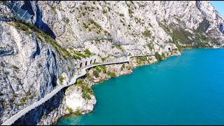 The most beautiful suspended cycle path in Europe Limone del Garda Lake Garda [upl. by Keg508]