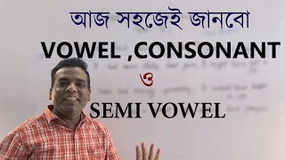 Vowel consonant and semi vowel in English GrammarBasic English Grammar Classes [upl. by Ardiedal]