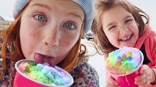 SNOW CONE SCHOOL Family Day at PiRATE iSLAND sledding and snowboarding with Adley Niko amp Navey [upl. by Eyanaj]