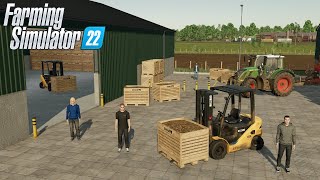 AARDAPPELEN LADEN IN KISTEN EN LOPENDE BANDEN  Farming Simulator 22 G29 [upl. by Llednek]