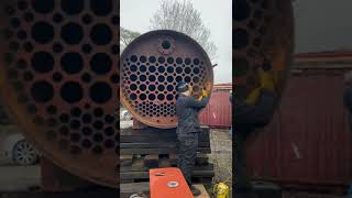 First stage of removing the front tubeplate from Brocklebank Lines boiler at Sellindge [upl. by Blake]