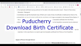 Puducherry  Download or View Birth Certificate [upl. by Llatsyrc223]