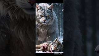 Cat Vs Wolf Horrible Fight  Cats AI Story  Wolf And Cat Shorts [upl. by Gearhart291]