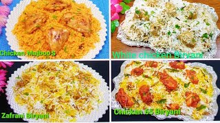 4 Types of Chicken Biryani Recipes  Zafrani Biryani  Chicken Majboos  Chicken 65 Biryani [upl. by Koeninger605]