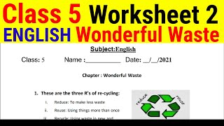 EDMC Class 5 English worksheet number 1 Chapter Wonderful Waste Worksheet KNOWLEDGEKINGDOMsolution [upl. by Geiger279]