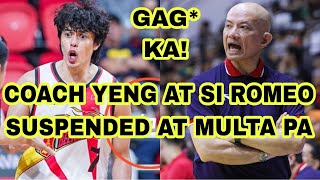 PBA UPDATES  COACH YENG AT SI TERRENCE ROMEO SUSPENDED AT MULTA PA [upl. by Bozuwa]