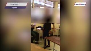 WATCH Pupil pelts teacher with book at Three Rivers Secondary School in Vereeniging [upl. by Ellehc]