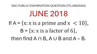 If A  xx is a prime and x less than 10 B  xx is a factor of 6then find A∩B A∪B and A – B [upl. by Ayanej936]