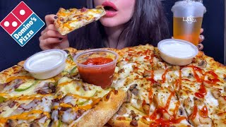 ASMR DOMINO’S CHEESE BURST PIZZA MUKBANG  EATING SOUNDS [upl. by Kcirrej332]